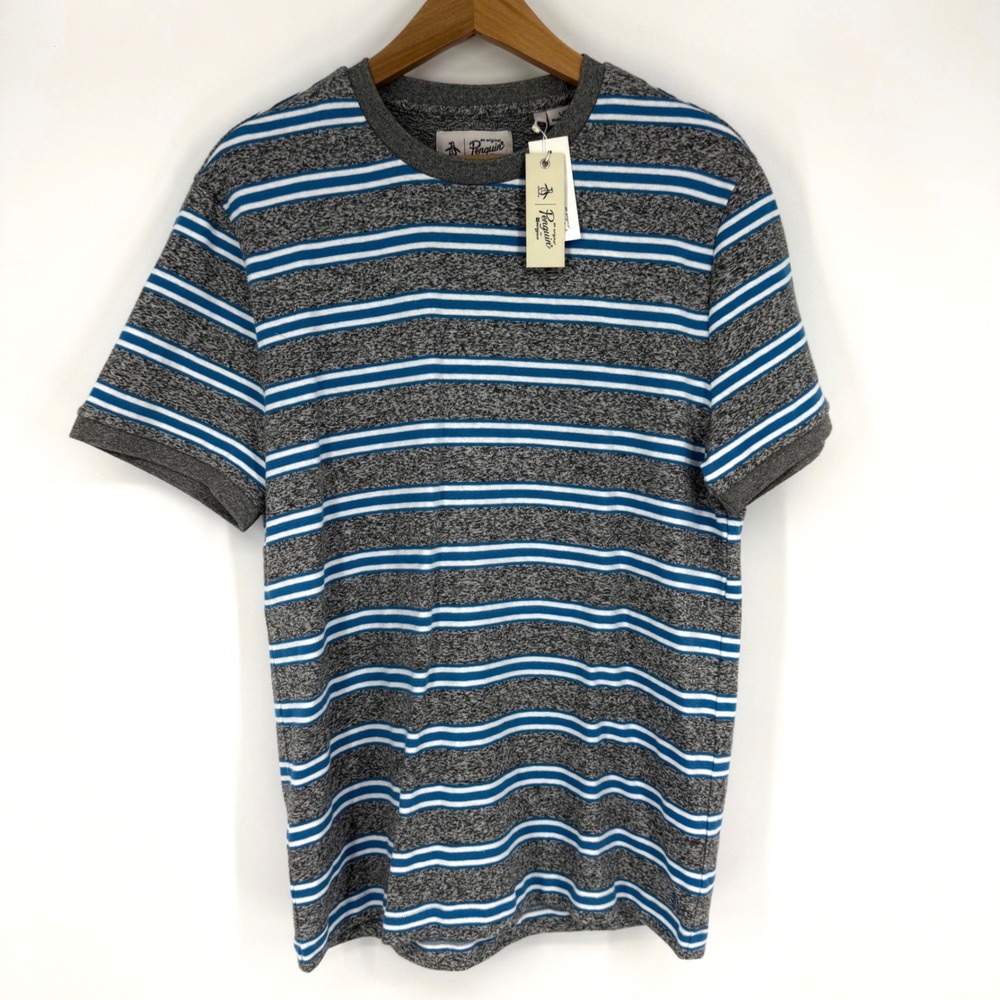 NEW Original Penguin Mens Large Striped Ringer T-Shirt Preppy Britpop Academia
